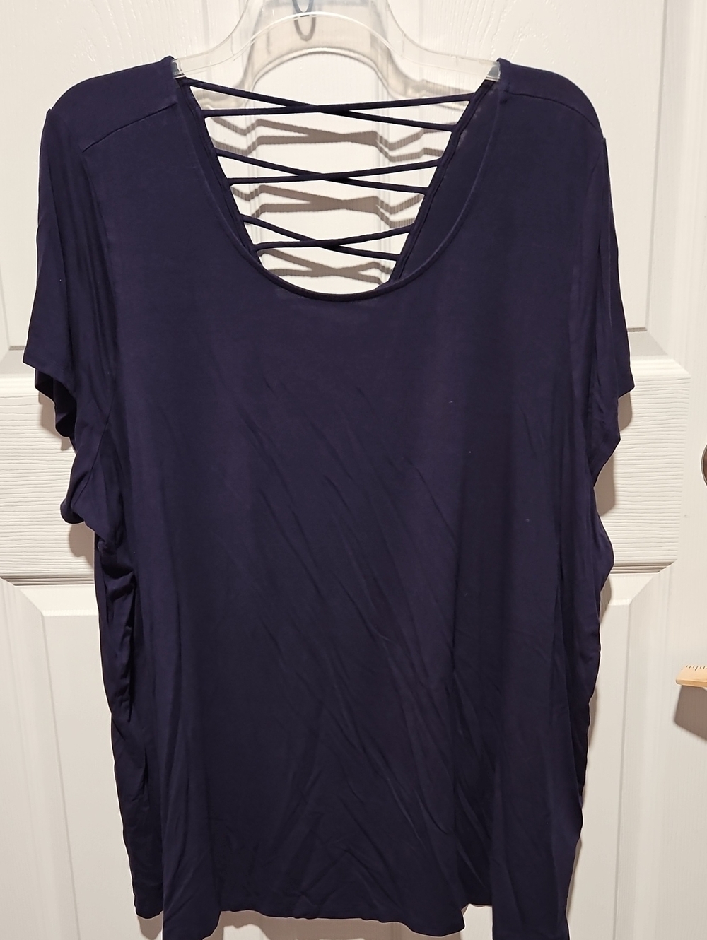 torrid Navy Crisscross Back Short Sleeve Top